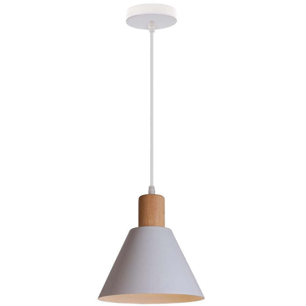 Nordic Vintage Iron Cone Wood Top Pendant