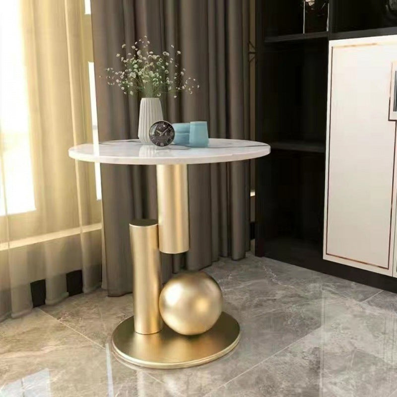 Scandinavian Single-Leg Rock Metal Coffee Table