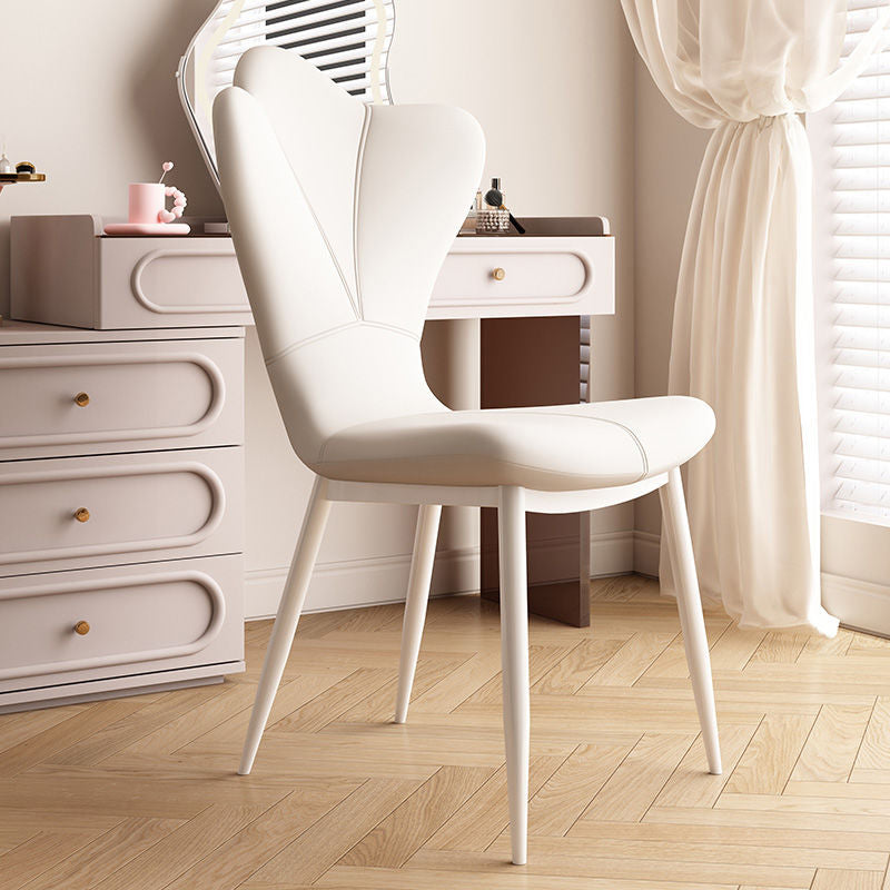 Petal Leather Upholstered Vanity Stool — White + Orange