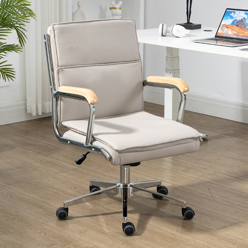 Minimalist PU Leather Steel Desk Chair - White