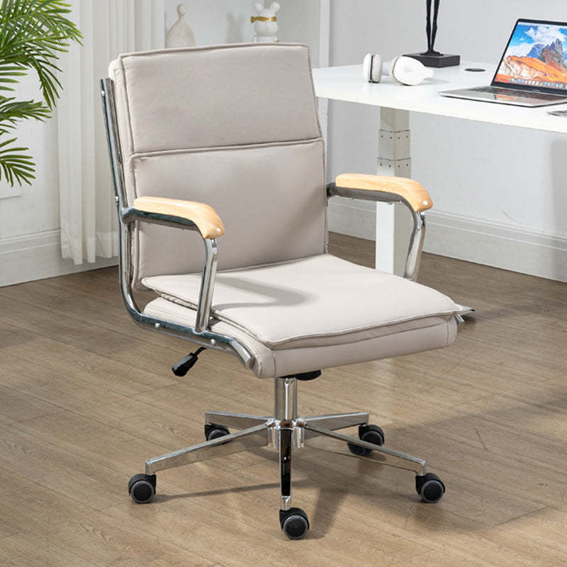 Minimalist PU Leather Steel Desk Chair — White