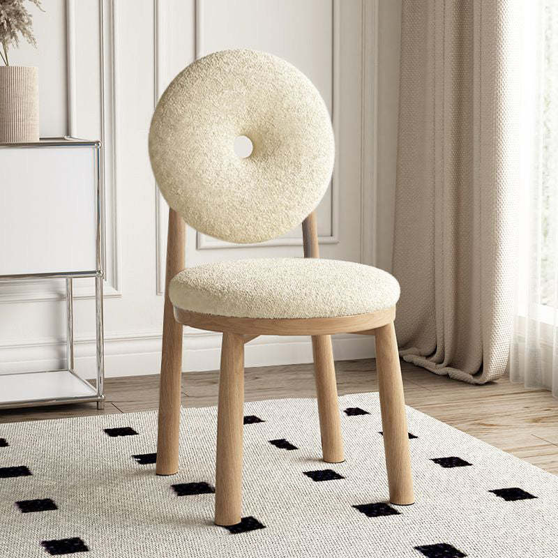 Scandinavian Lambswool Wood Iron Vanity Stool