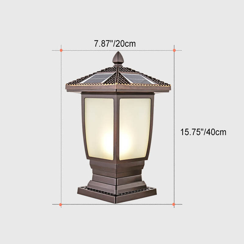 Chinese Solar Coffee Gold Square Column Landscape Light