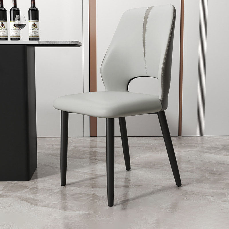 Modern Leather Steel Cushion Dining Chair