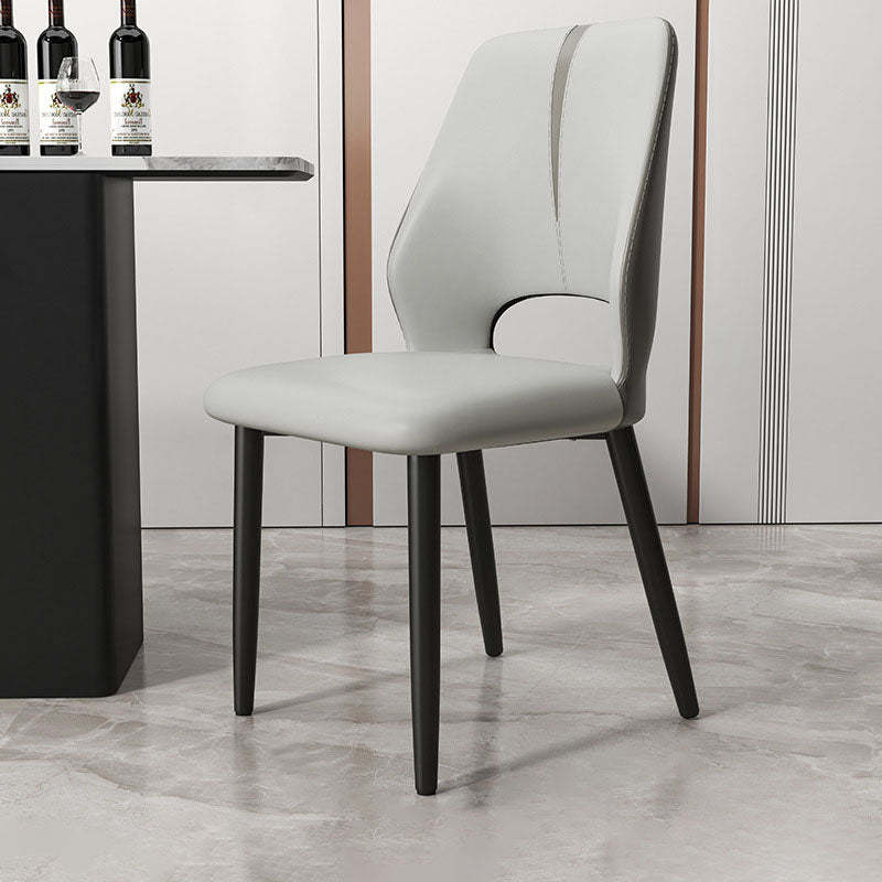 Lighom minimalist cushion gray dining chairs & benches in leather — Black Legs