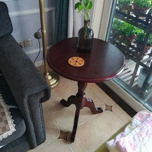 European Wood Tripod End Table — Cherry Wood Color