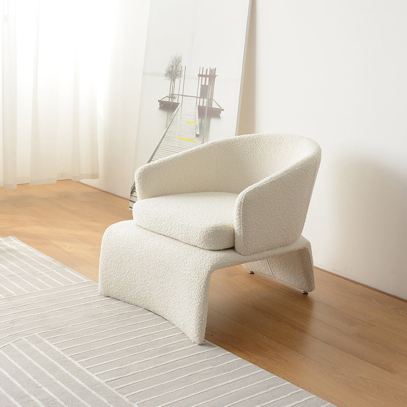 Minimalist Trapezoidal Velvet Iron Accent Chair