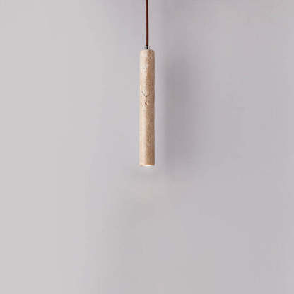 Japanese Wabi-Sabi Yellow Travertine Cylinder Pendant Light