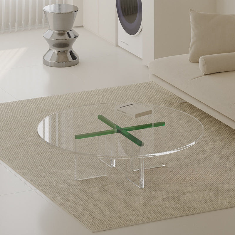 Minimalist Cross Base Acrylic Coffee Table — Transparent