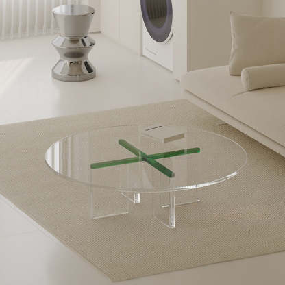 Minimalist Cross Base Acrylic Coffee Table — Transparent