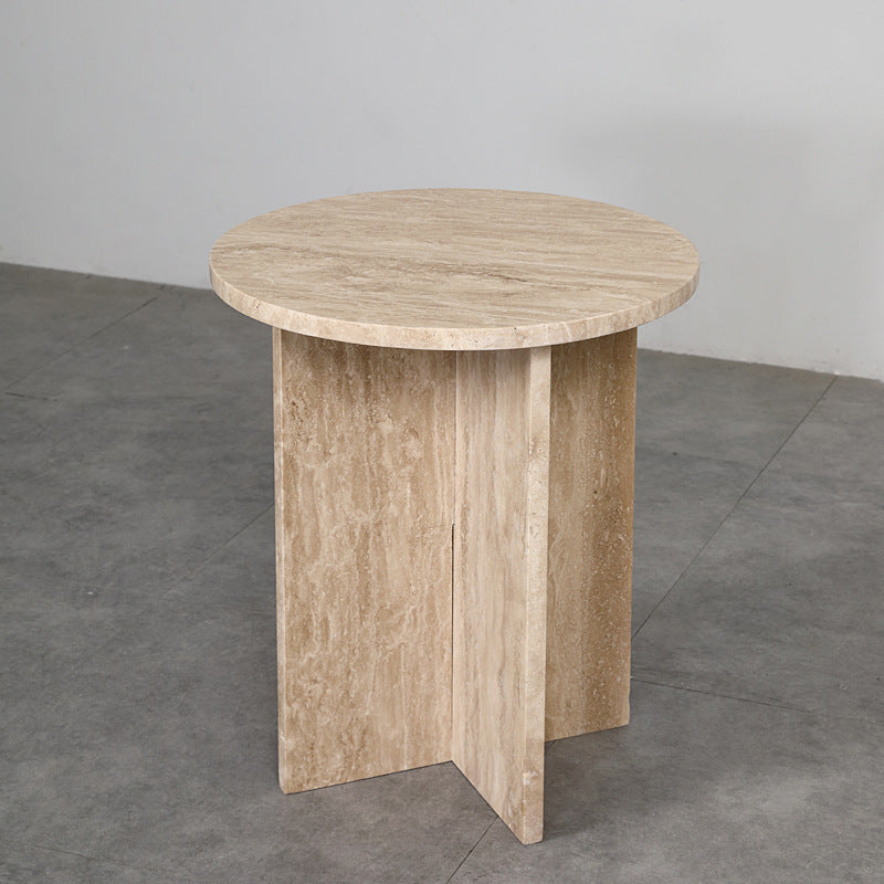 Brown stone ceramic cross coffee tables - minimalist
