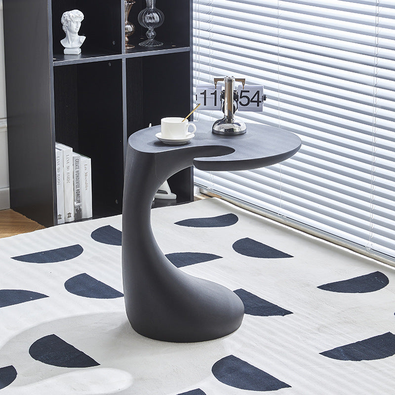 Contemporary Oval Base Plastic End Table — White