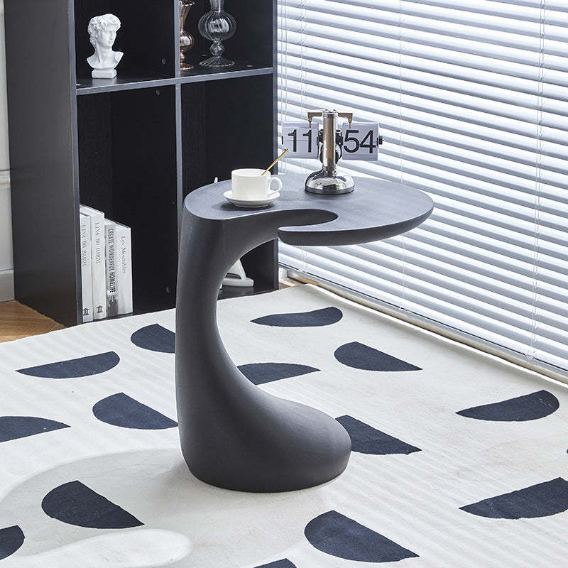 Contemporary Oval Base Plastic End Table — White