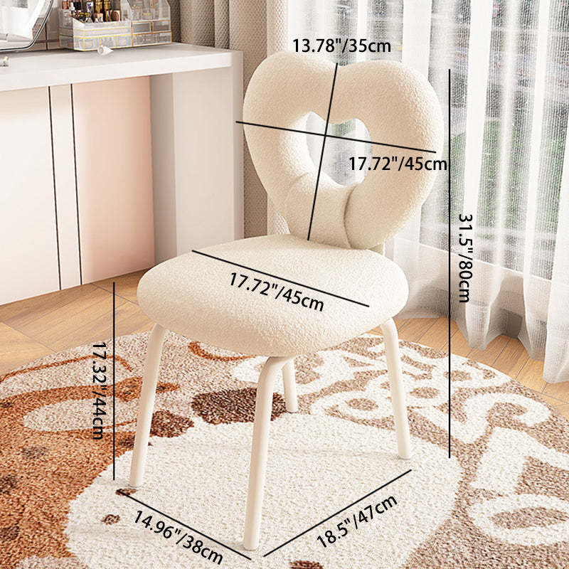 Nordic Heart Lambswool Wood Vanity Stool — Khaki