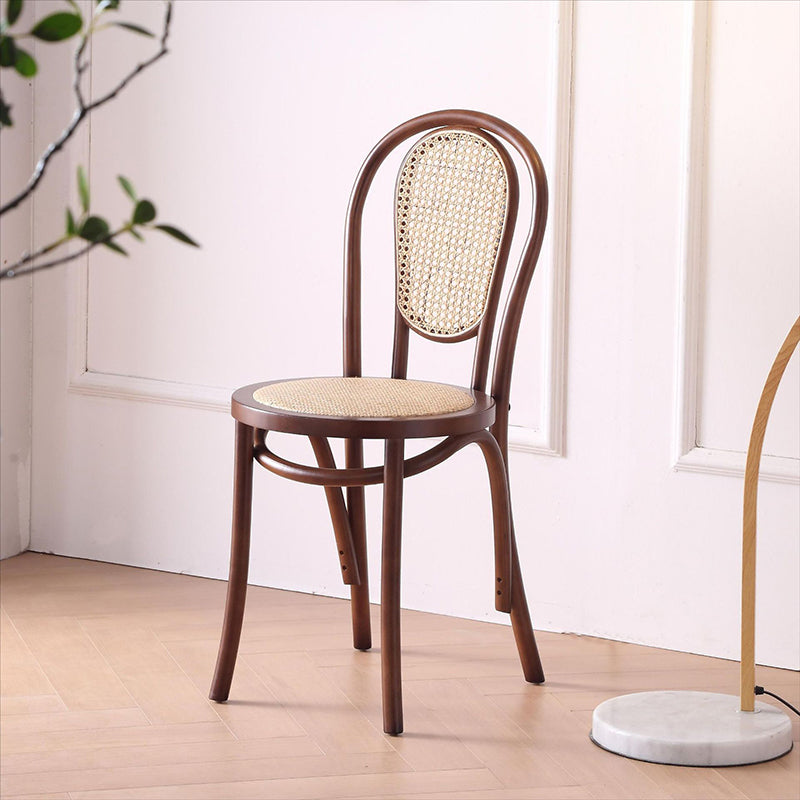 Vintage Rattan Woven Wooden Dining Chair