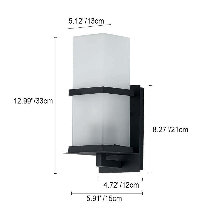 Industrial Column Frosted Glass Outdoor Wall Sconce