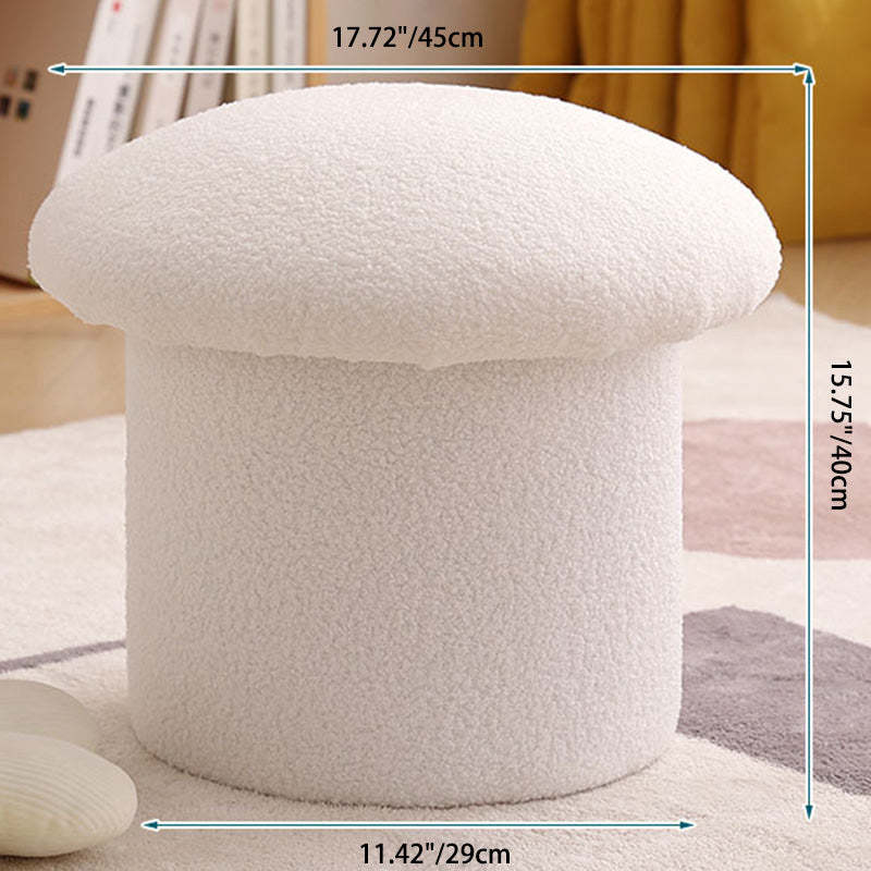 Mushroom Velvet Pouf Footstool — White