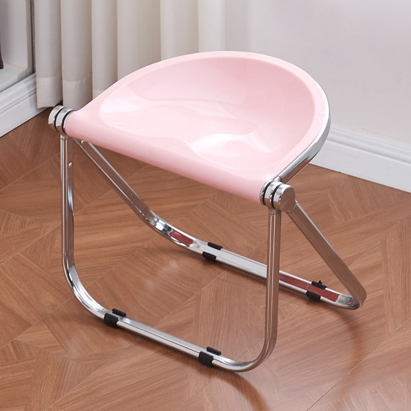 Contemporary Oval Plastic Iron Chair — Red