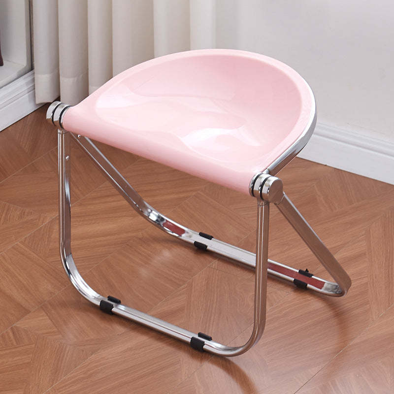 Contemporary Oval Plastic Iron Chair — Red
