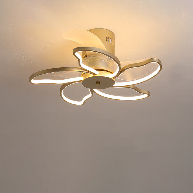 Nordic Minimalist Petal LED Semi-Flush Ceiling Fan Light