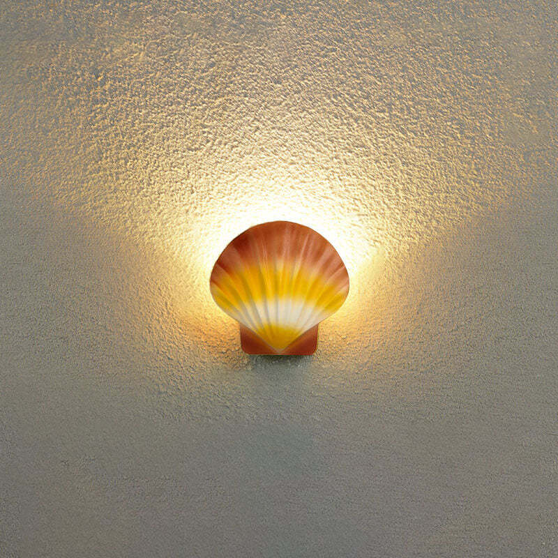 Outdoor Shell Aluminum LED Wall Sconce — Apricot / Warm Light(3000K) - 110V-120V For US/CA