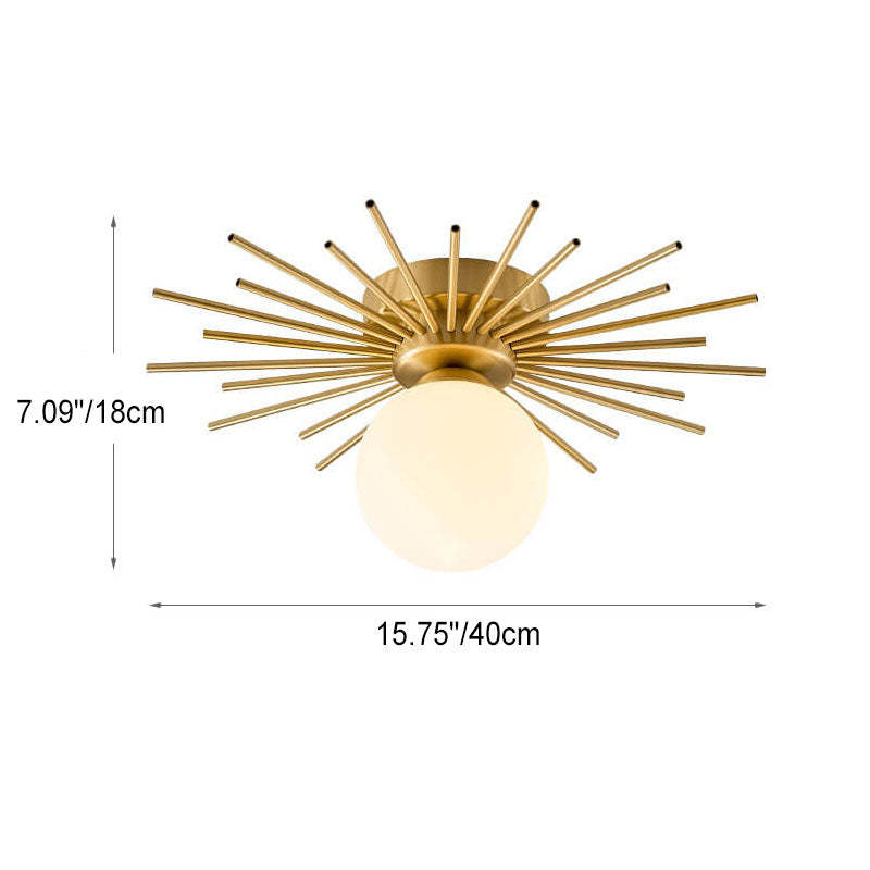 Glass Ball Semi-Flush Ceiling Light