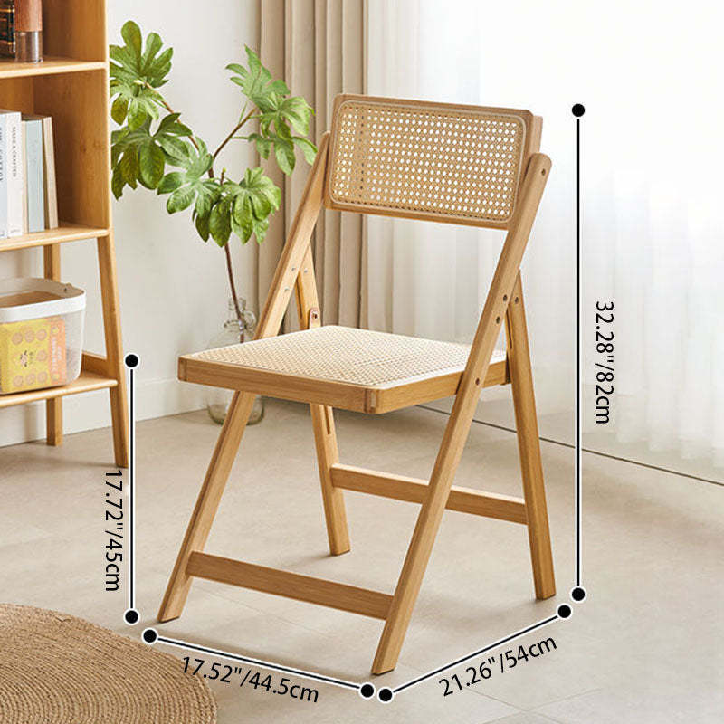 Minimalist Foldable Rattan Wood Dining Chair