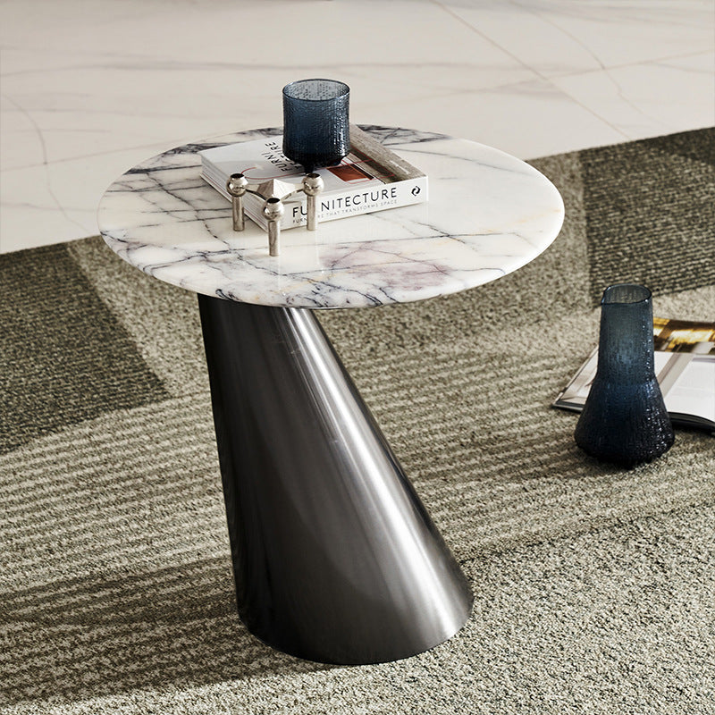 Minimalist Round Marble Steel End Table