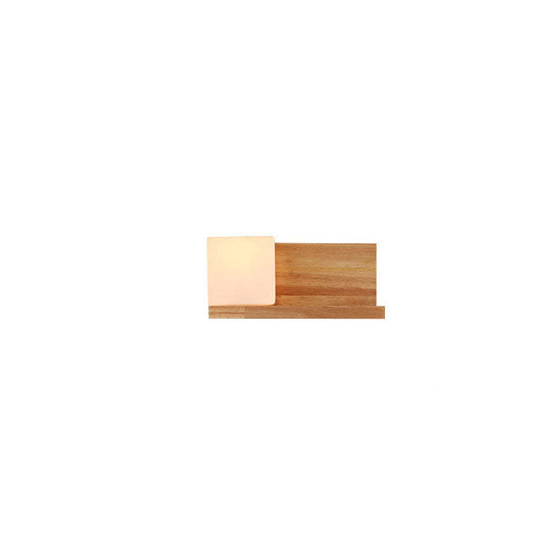 Japanese Minimalist Wood Square Glass Sconce