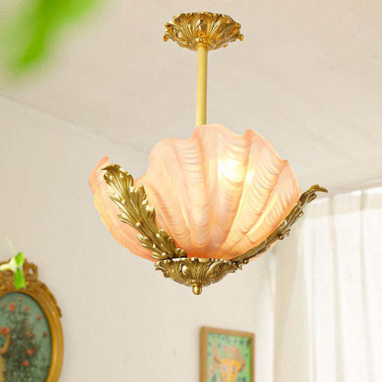 Modern Art Deco Shell Brass Chandelier