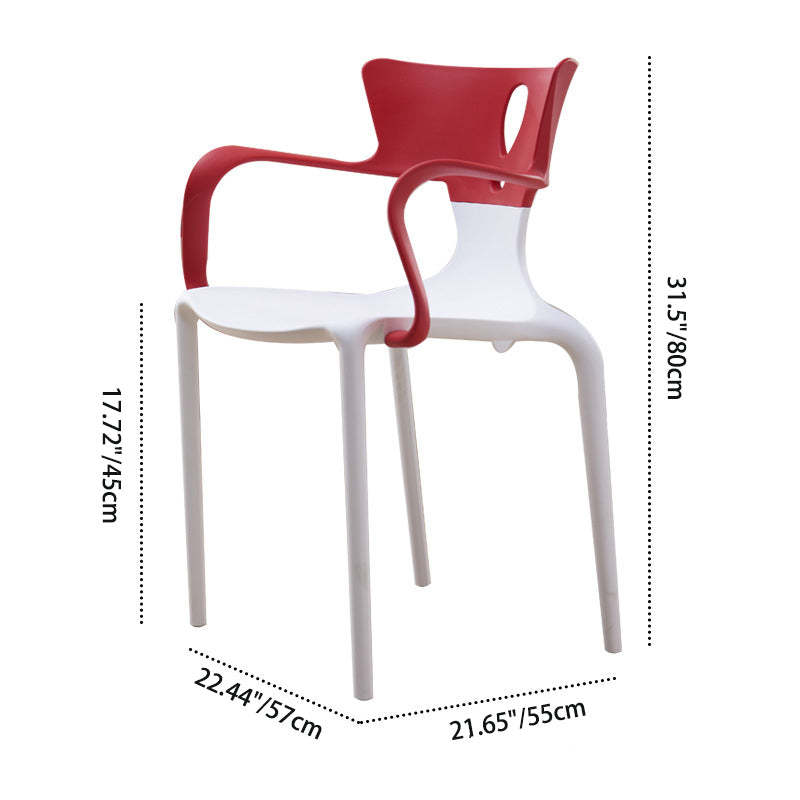 Nordic Curved Plastic Dining Chair — Blue + White Backrest