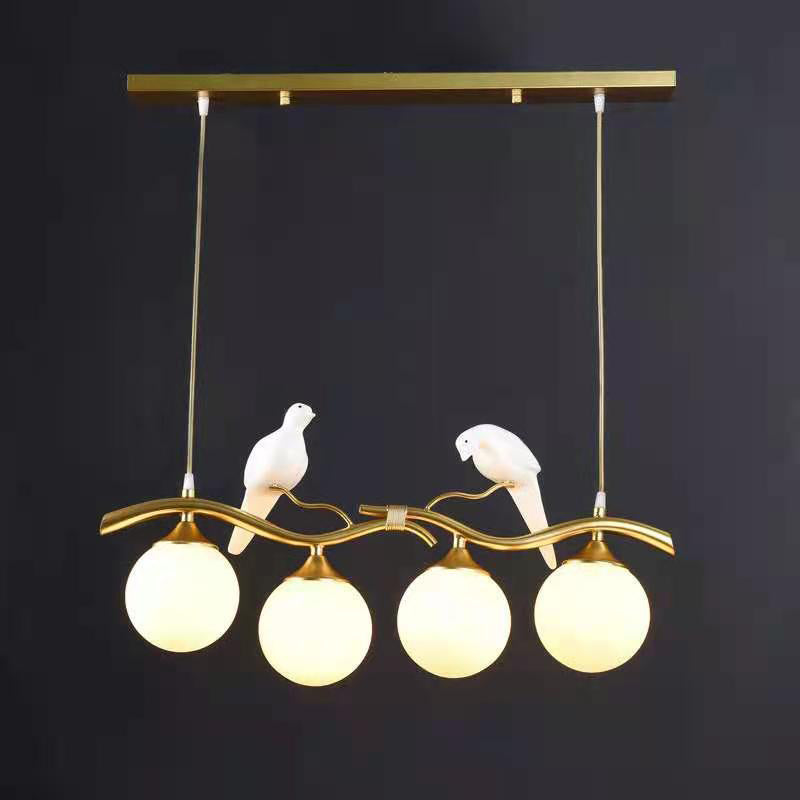 Lighom bird island resin chandeliers for kitchen — Gold & White Shade / 220V-240V (UK/AU)
