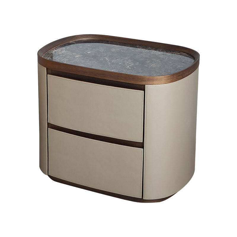Minimalist Slate Elliptical Nightstand 2-Drawer