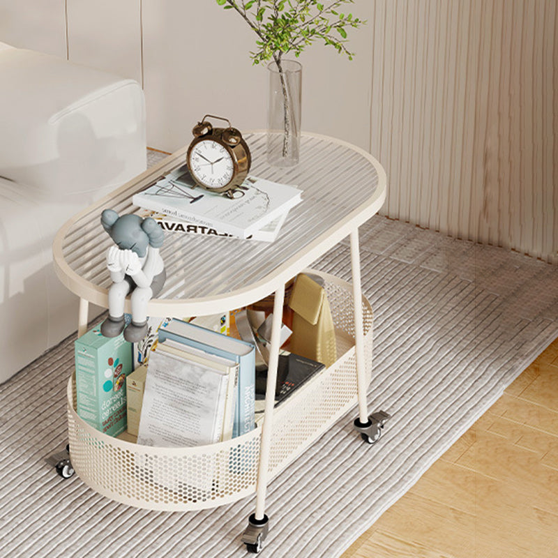 Minimalist Iron Glass 2-Tier End Table