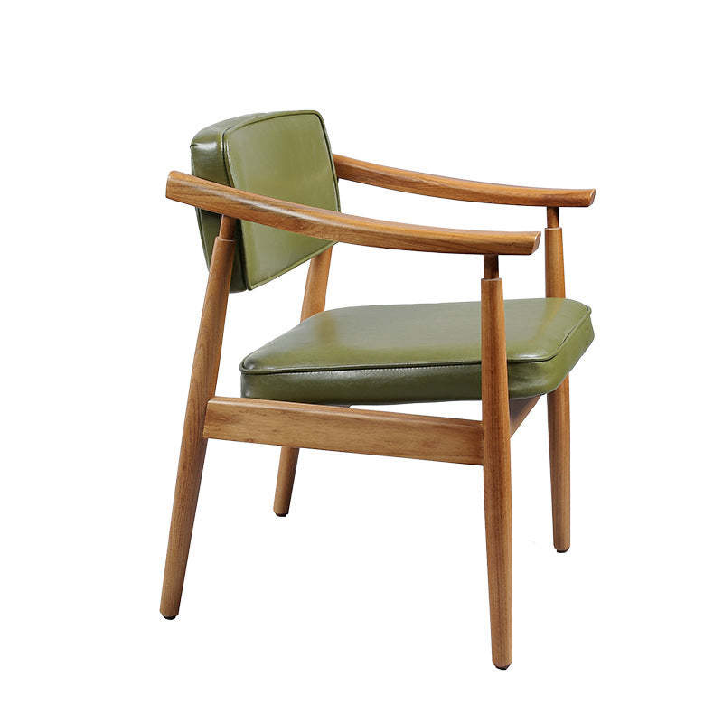 Nordic Leather Wood Rectangular Dining Chair