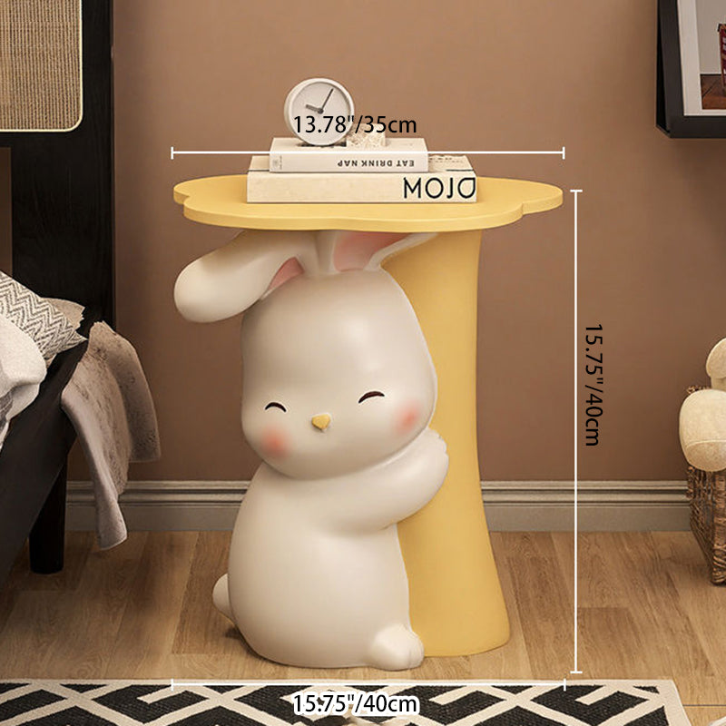 Contemporary Kids Rabbit Resin Wood End Table