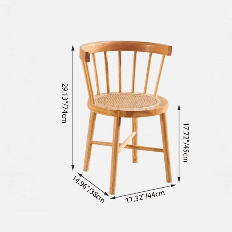 Nordic Rubberwood Rattan Dining Chair — A - Real Rattan / Black