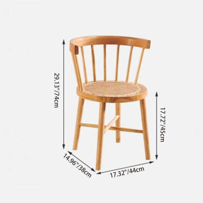 Nordic Rubberwood Rattan Dining Chair — A - Real Rattan / Black