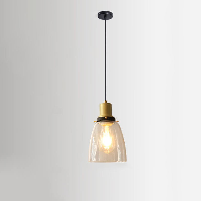 Vintage Semi-Circular Cone Cup Iron Glass Pendant Light