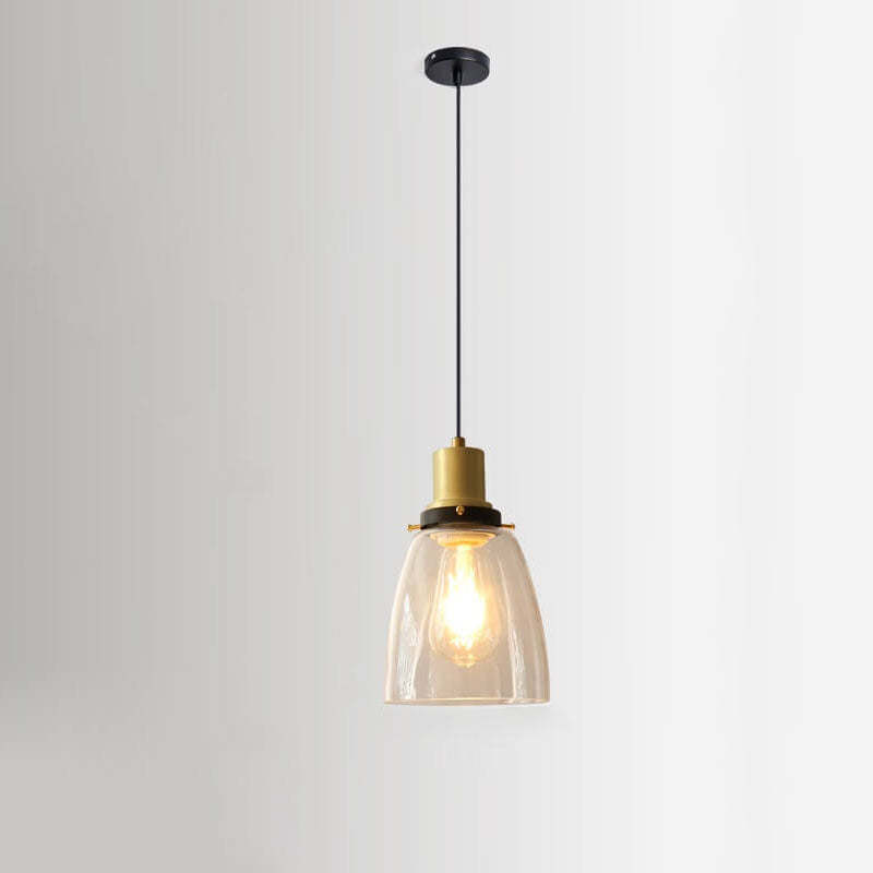 Vintage Semi-Circular Cone Cup Iron Glass Pendant Light
