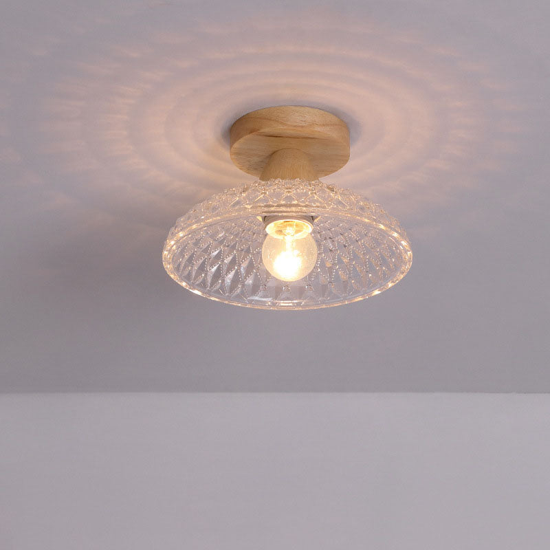 Japanese Minimalist Log Glass Ceiling Light