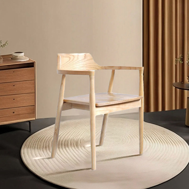 Nordic Ash Wood Curved Dining Chair — Walnut Color
