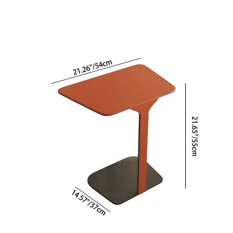 Scandinavian Saddle Leather C-Shaped End Table
