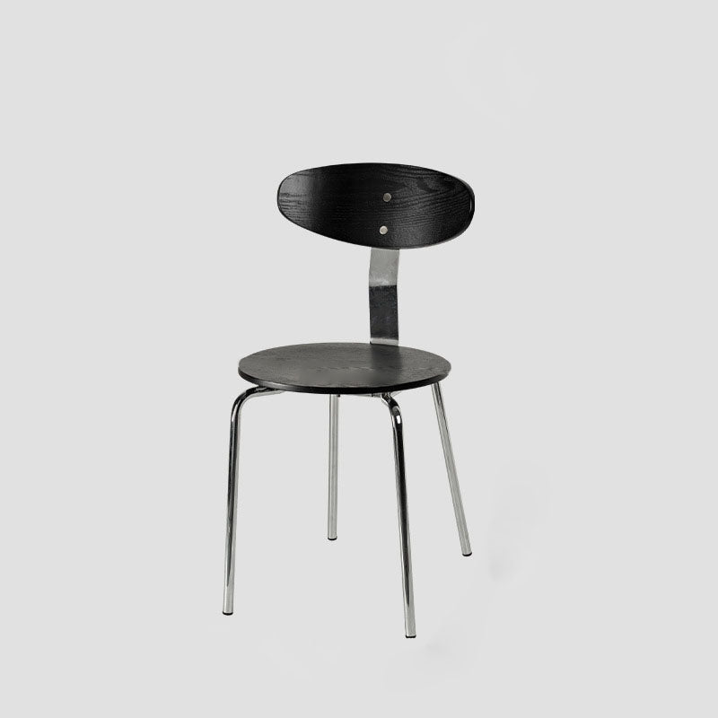 Minimalist Round Wood Iron Dining Chair