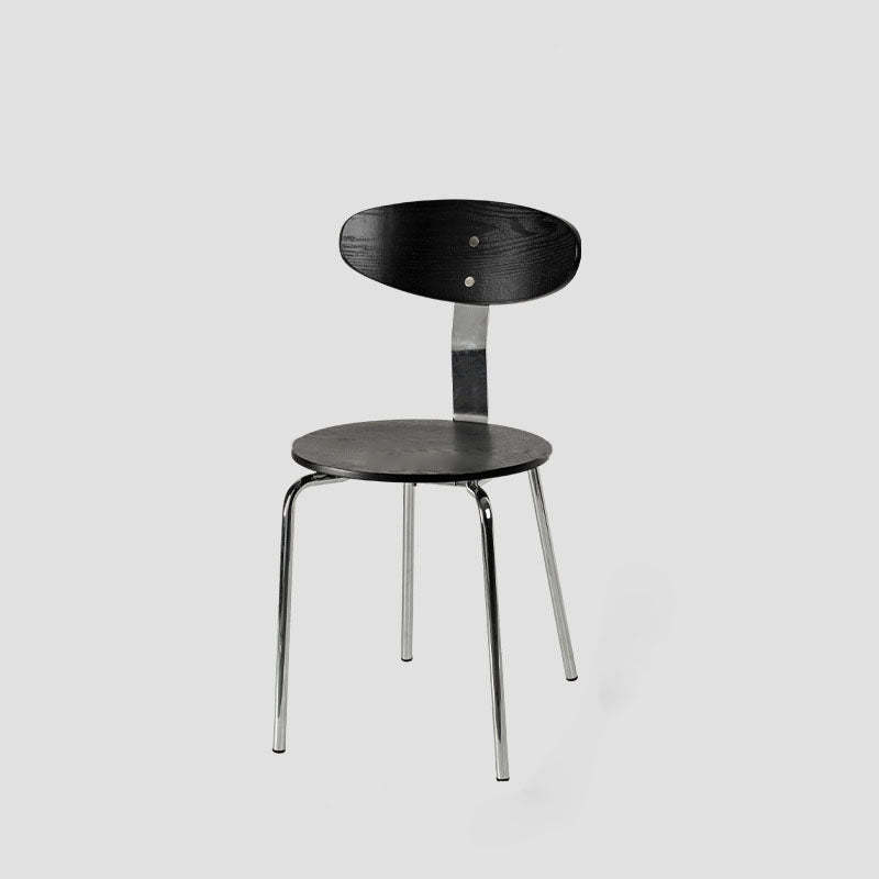 Minimalist Round Wood Iron Dining Chair