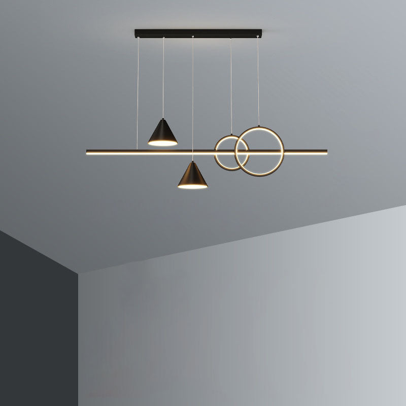Minimalist Cone Circle Iron Acrylic LED Island Chandelier