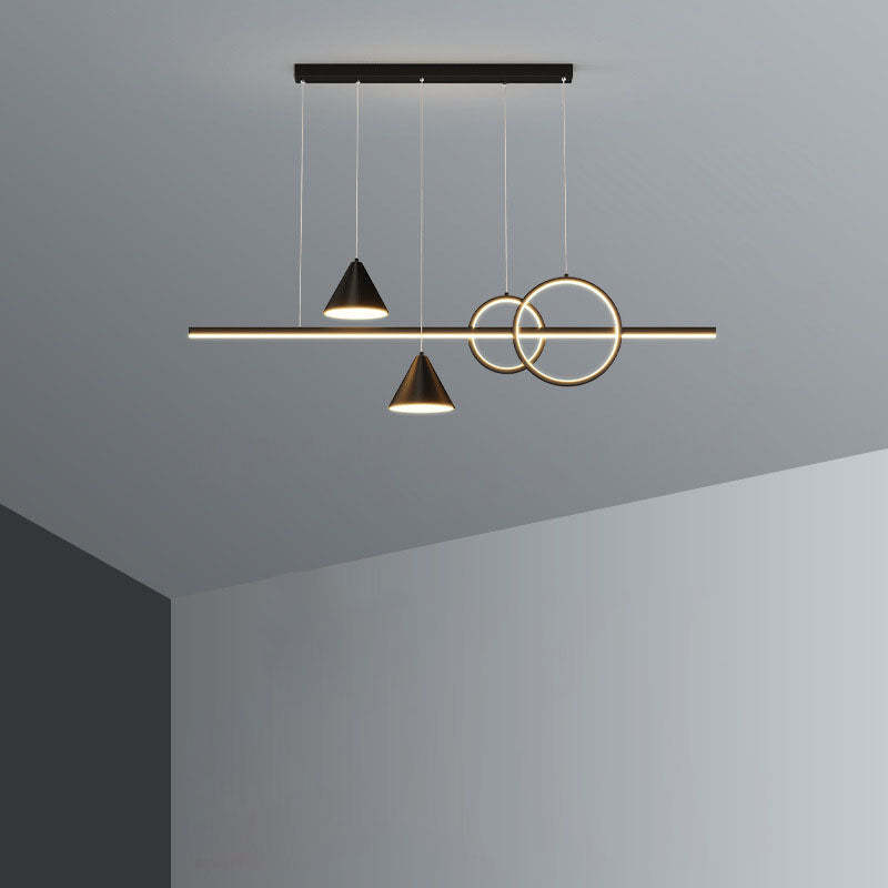 Minimalist Cone Circle Iron Acrylic LED Island Chandelier
