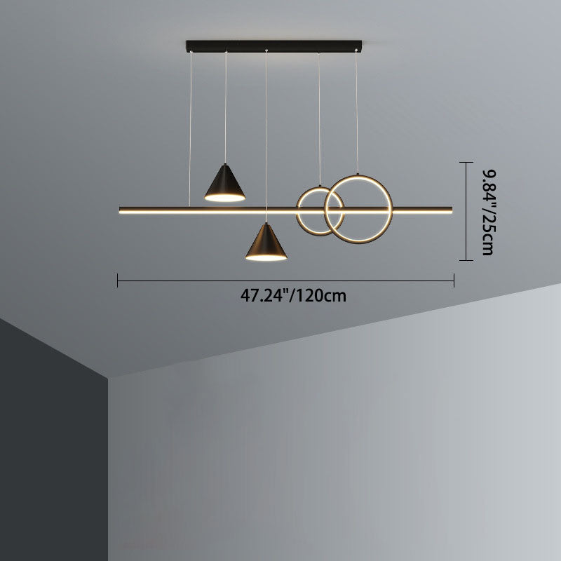 Minimalist Cone Circle Iron Acrylic LED Island Chandelier
