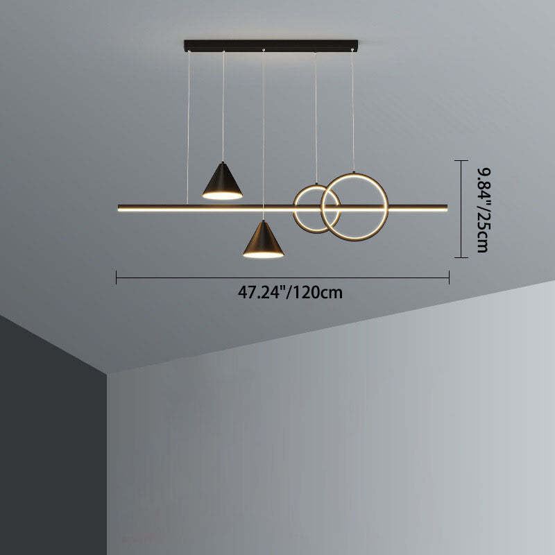 Minimalist Cone Circle Iron Acrylic LED Island Chandelier