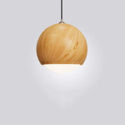 Japanese Wood Grain Oval Iron Pendant Light